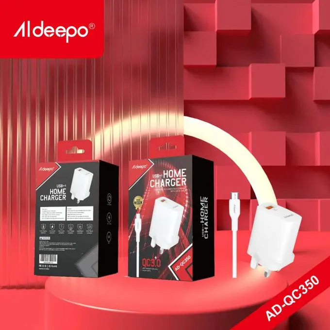 Aldeepo USB Charger QC3.0 Fast Wall Adapter + Smart USB Cable
